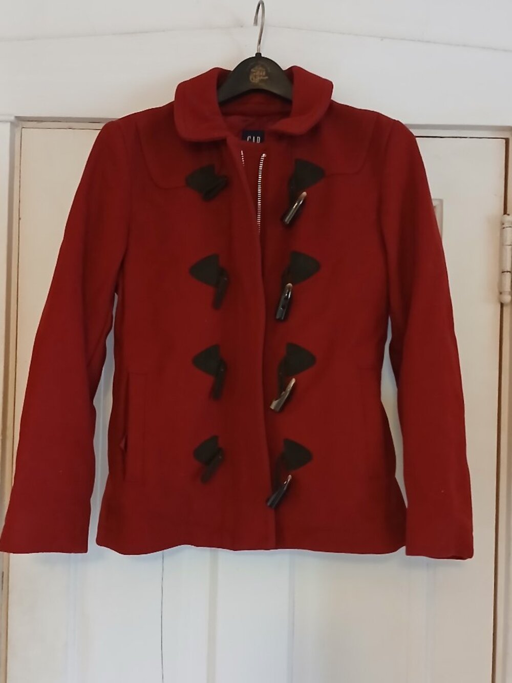 Gap Womens XS Red Wool Peacoat Toggle Button Zip Front Jacket Coat